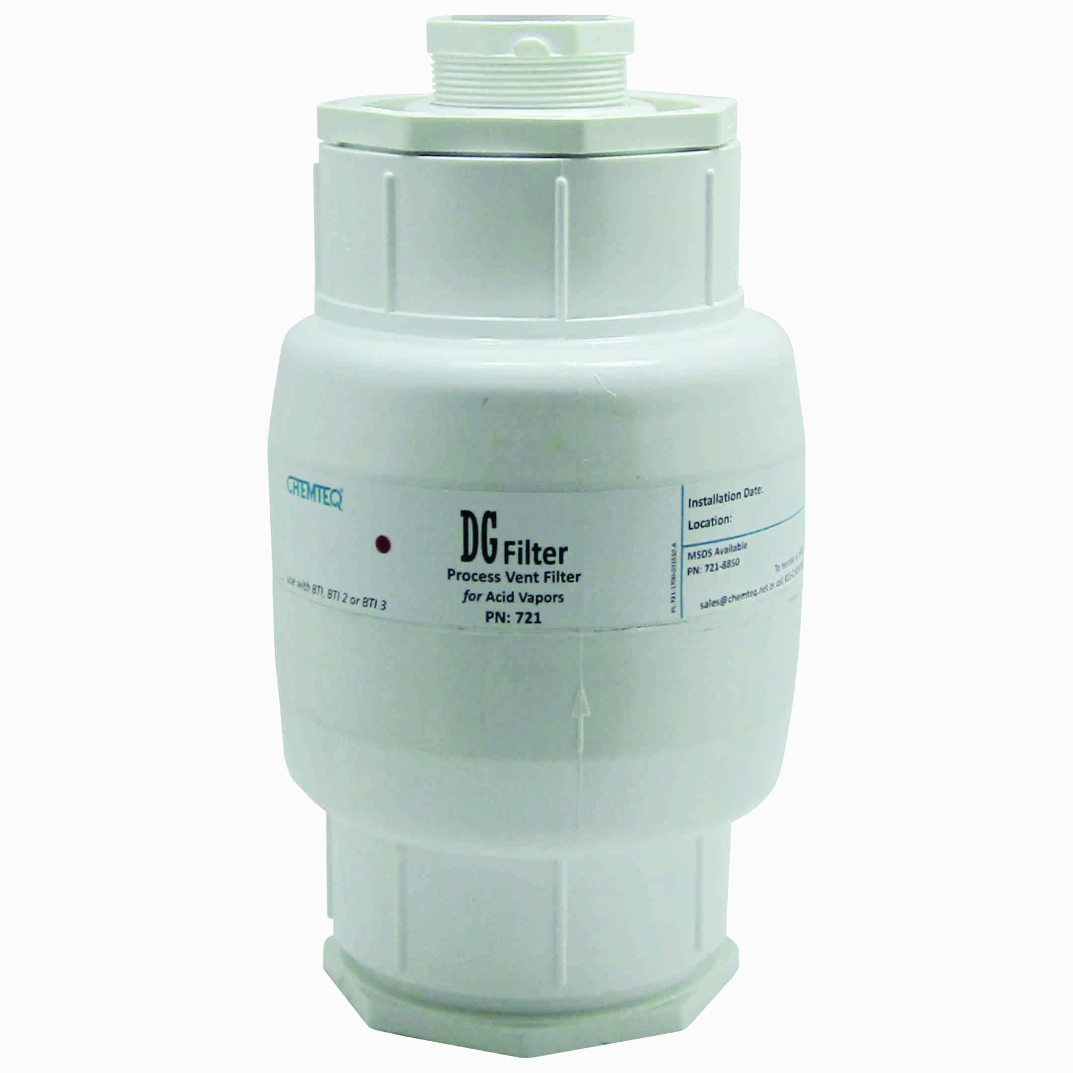 Acids Vapors DG-FILTER 721 – Refillable acid gas and carbon scrubber for chemical processes and reactor vents