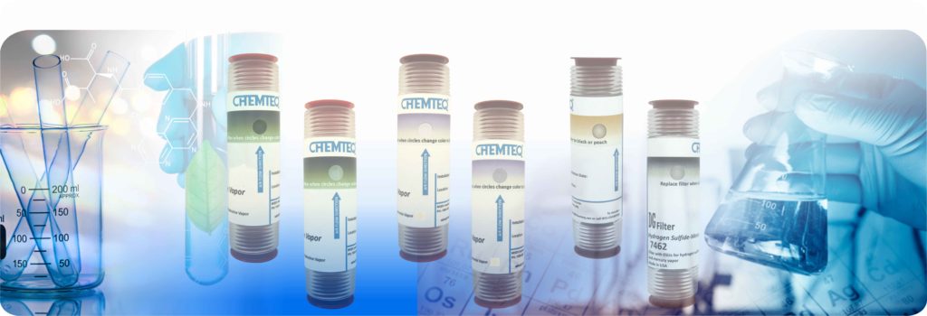 Chemteq DG Filters with ESLI for reactor vents used in chemical processes, featuring color-change indicators for safe gas and vapor filtration